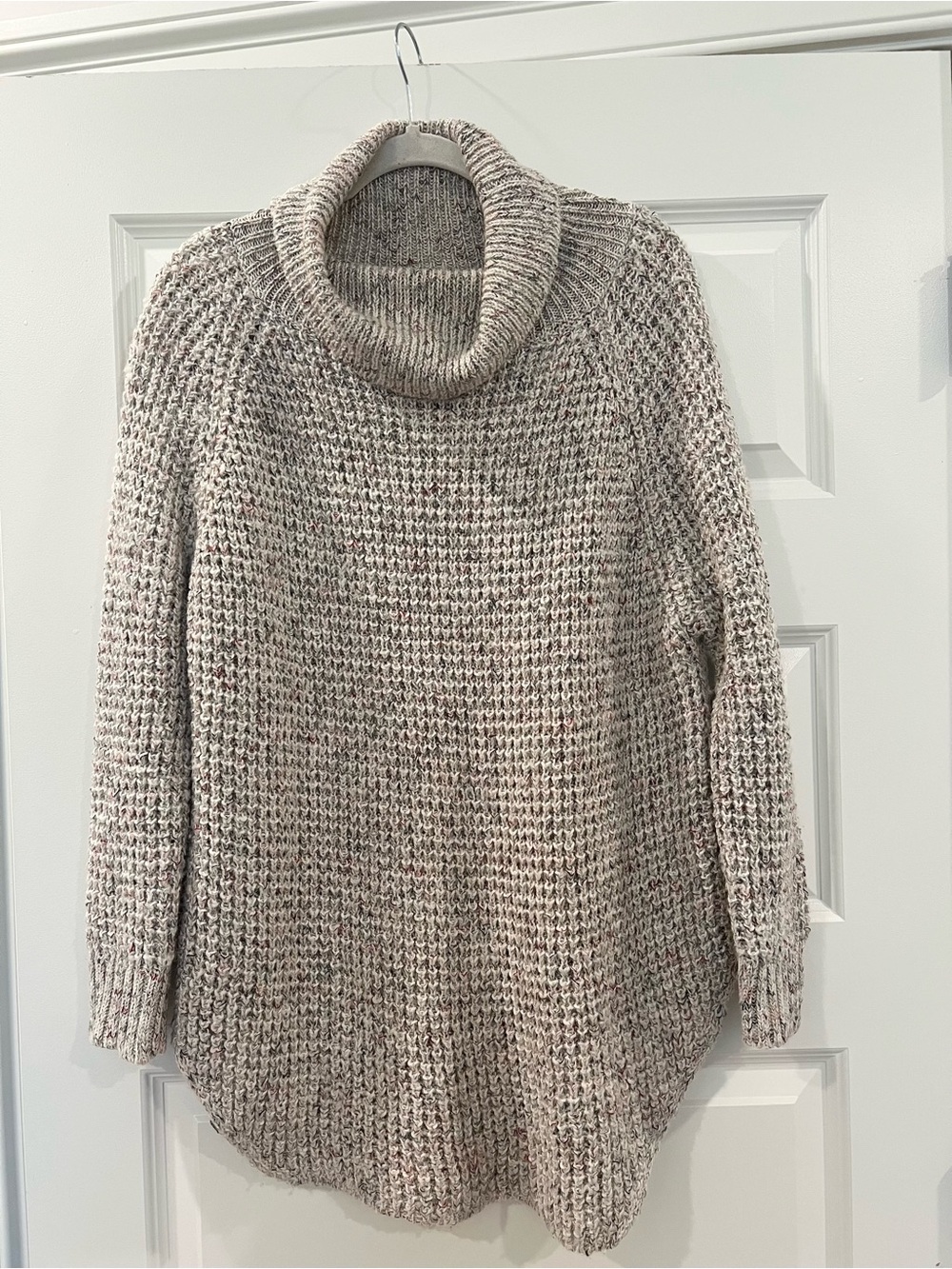 Free People Speckled Cowl Neck Oversized Tunic Sweater Wool Blend M - Picture 2 of 13